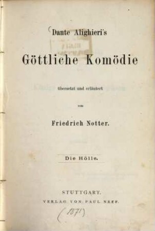 Dante Alighieri's Göttliche Komödie, 1. Die Hölle