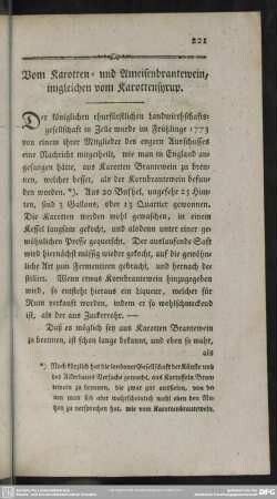Vom Karotten= und Ameisenbrantewein, imgleichen vom Karottensyrup