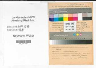 Entnazifizierung Walter Neumann , geb. 12.01.1895 (Lehrer)
