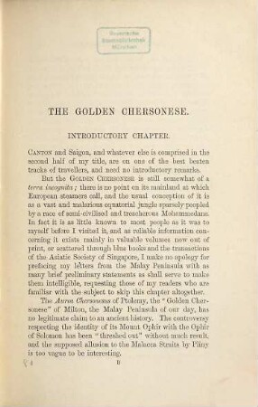 The golden Chersonese and the way thither : with map and illustrations