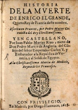 Historia de la Muerte de Enrico el Grande