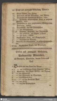 Sieben und zwanzigste Abtheilung. Verbrennliche Mineralien, als Bernstein, Steinkolen, braune Kolen und Torf