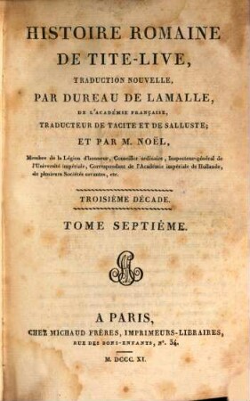 Histoire romaine de Tite-Live, 7. Troisième décade