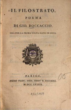 Il filostrato : Poema