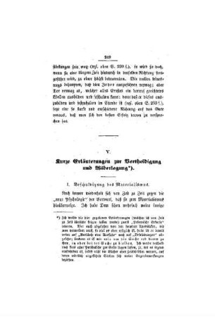 Kurze Erläuterungen zur Vertheidigung und Widerlegung