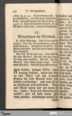 Morgensegen am MIttwoch.