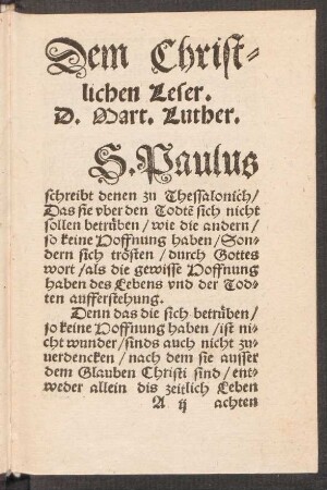 Dem Christlichen Leser. D. Mart. Luther.