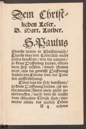 Dem Christlichen Leser. D. Mart. Luther.