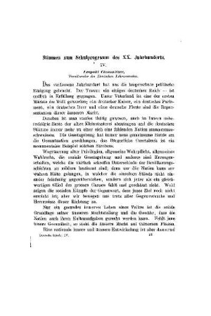Stimmen zum Schulprogramm des XX. Jahrhunderts : IV.