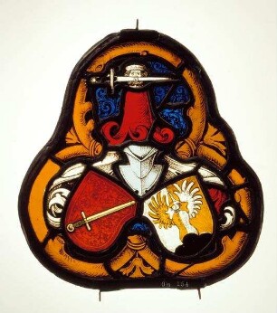 Dreipassförmige Kabinettscheibe mit Allianzwappen der Nürnberger Patrizierfamilien Kress von Kressenstein und Wielandt (?)