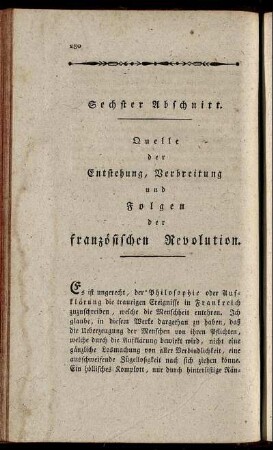 Sechster Abschnitt. Quelle der Entstehung, Verbreitung und Folgen der französischen Revolution.