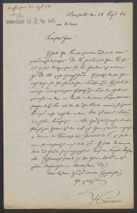 Brief an Friedrich Wilhelm Jähns : 28.09.1864