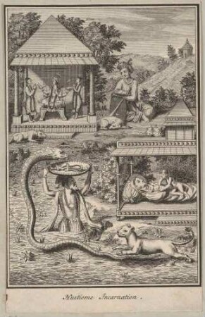 Huitieme Incarnation; Teil von Blatt 5 aus: Cérémonies et coutumes religieuses des peuples idolatres, Vol. I.2