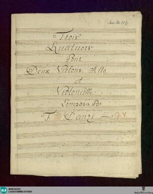 3 Quartets - Don Mus.Ms. 302 : vl (2), vla, vlc