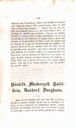 Hünfeld. Mackenzell. Haselstein. Rasdorf. Burghaun.