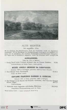 Alte Meister bis ungefähr 1800 (Nr. 1-226)