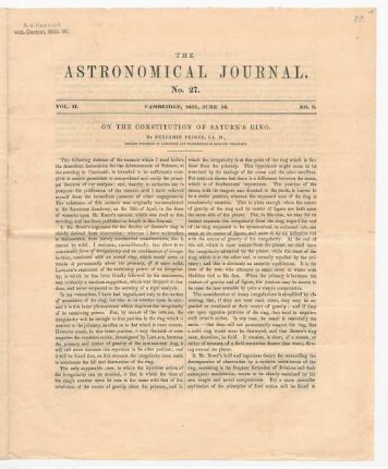 On the constitution of Saturn's ring.