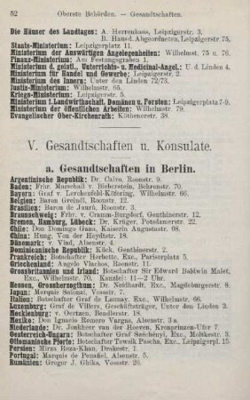 V. Gesandtschaften u. Konsulate