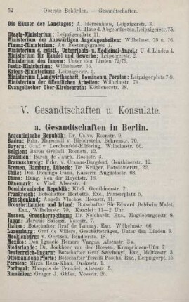 V. Gesandtschaften u. Konsulate
