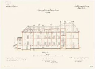 Kadettenhaus der Garnison Potsdam Ergänzungsbauten: Lazarett: Längsschnitt 1:100