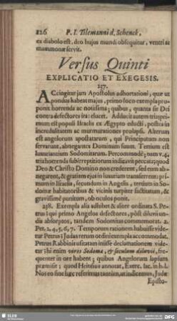 Versus Quinti Explicatio Et Exegesis