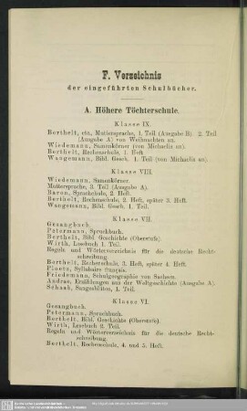 F. Verzeichnis der eingeführten Schulbücher