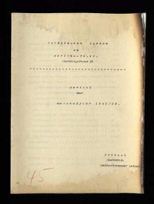 1925/26: Bericht über das Schuljahr ... - 1925/26