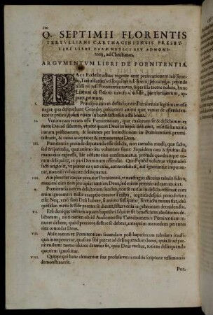 Argumentum Libri De Poenitentia.
