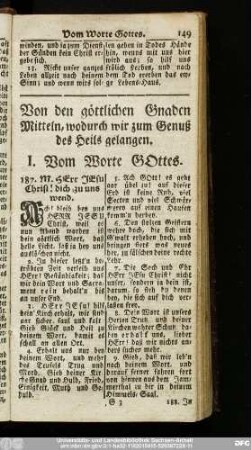 Von den göttlichen Gnaden Mitteln, wodurch wir zum Genuß des Heils gelangen.