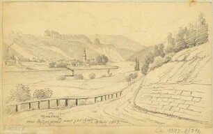 Bad Schandau vom Rietzschgrund, im Südwesten, über die Elbe aus gesehen