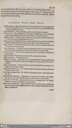 CONTENTA HVIVS LIBRI TERTII.