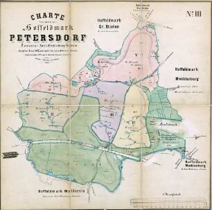 N° III; Charte von der Hoffeldmark Petersdorf, domanial-Amts Mecklenburg-Redentin