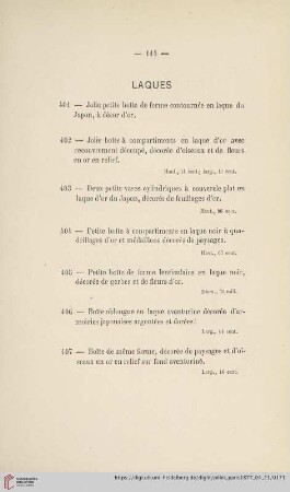 Laques (Nr. 401 - 418)