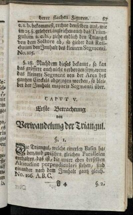 Caput V. Erste Betrachtung - Vierte Betrachtung.