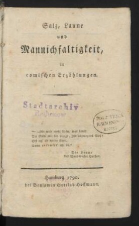 Salz, Laune und Mannichfaltigkeit in comischen Erzählungen