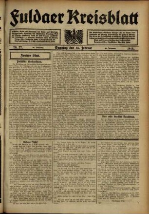 Zweite Ausgabe vom Samstag, den 14. Februar 1914.