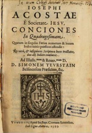 Conciones in quadragesimam