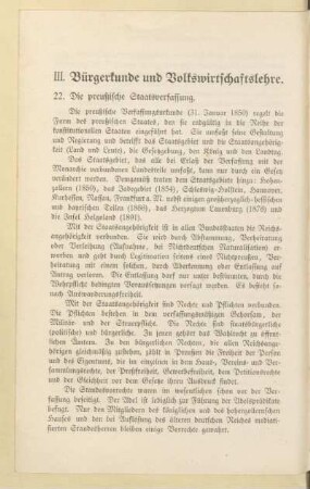 III. Bürgerkunde und Volkswirtschaftslehre