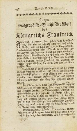 Kurzer Geographisch-Statistischer Abriß des Königreichs Frankreich.
