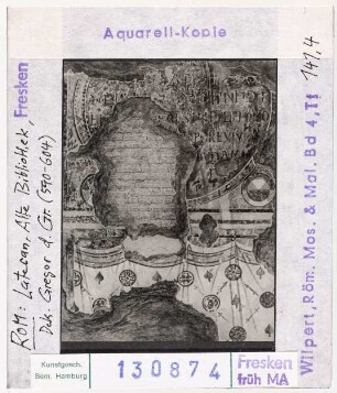 Rom: Lateran, Alte Bibliothek, Detail, Aquarell-Kopie