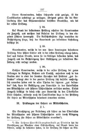 II. Prüfungen der Lehrer an Mittelschulen.
