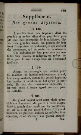 Supplément. Des grands hôpitaux.
