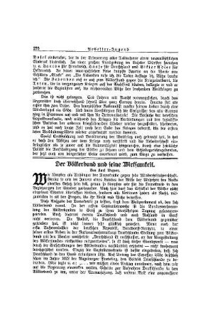Der Völkerbund und seine Wirksamkeit