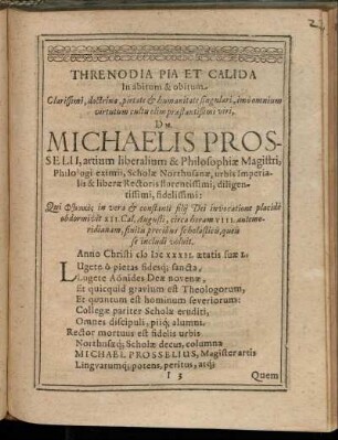 Threnodia Pia Et Calida In abitum & obitum [...]