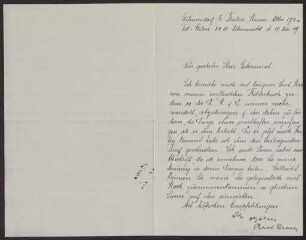 Schreiben an Hermann Muthesius (Brief)
