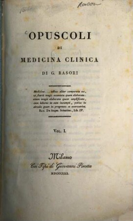 Opuscoli di medicina clinica, 1