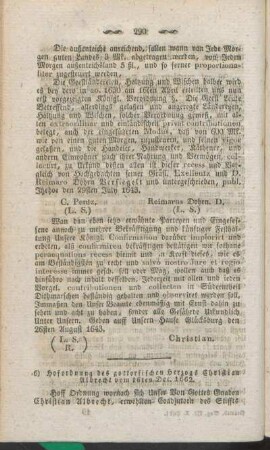 6) Hofordnung des gottorfischen Herzogs Christian Albrecht vom 16ten Dec. 1662.