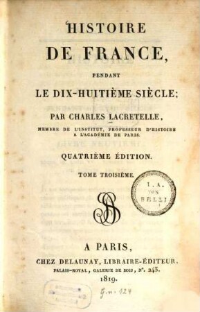 Histoire de France pendant le dix-huitième siècle, 3