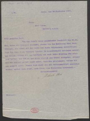 Brief an Emil Kross : 26.09.1916
