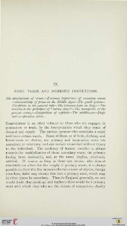 IX. Home trade and domestic competition